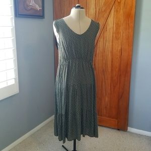 TEX green with white polka dot dress